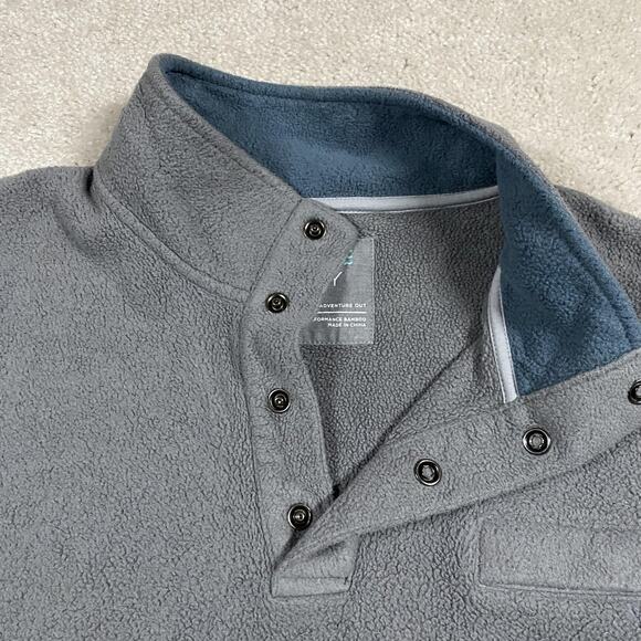 Free Fly Fleece Pullover Mens XL Gray Bamboo Quarter Snap Sweatshirt Performance - Picture 2 of 8